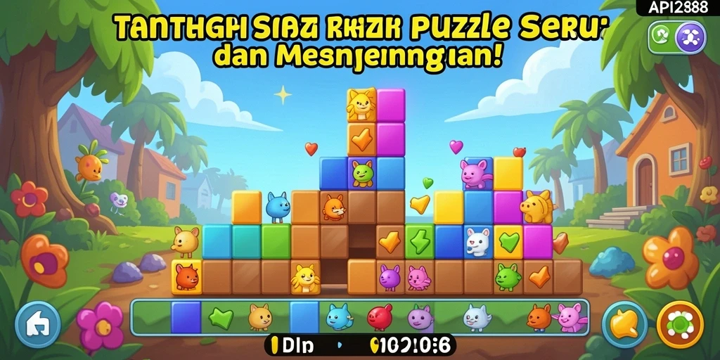 Tangkapan layar menunjukkan gameplay seru dari API288 dengan berbagai puzzle menantang.
