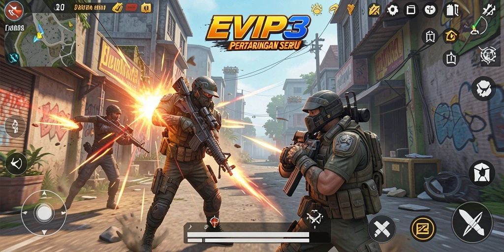 Tampilan aksi memukau saat gameplay seru di EVIP3.