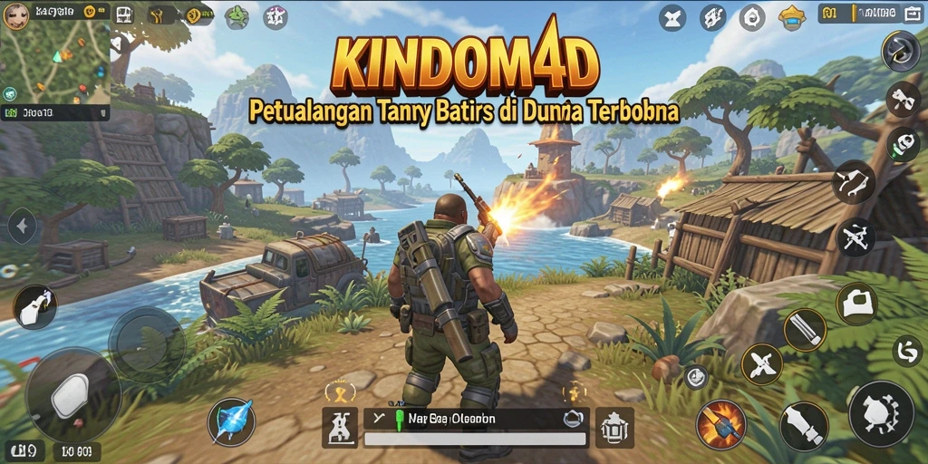 Screenshot gameplay KINDOM4D yang menampilkan petualangan di dunia terbuka.
