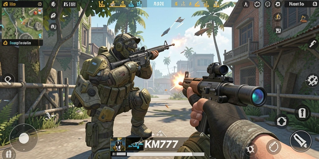 Screenshot menunjukkan aksi mendebarkan dalam game TPS.