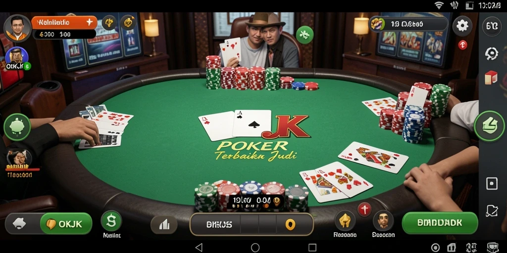 Gameplay Poker menarik dengan antarmuka yang memukau.