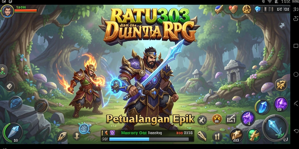 Tangkapan layar gameplay epik RATU303 yang menampilkan karakter dalam pertempuran.