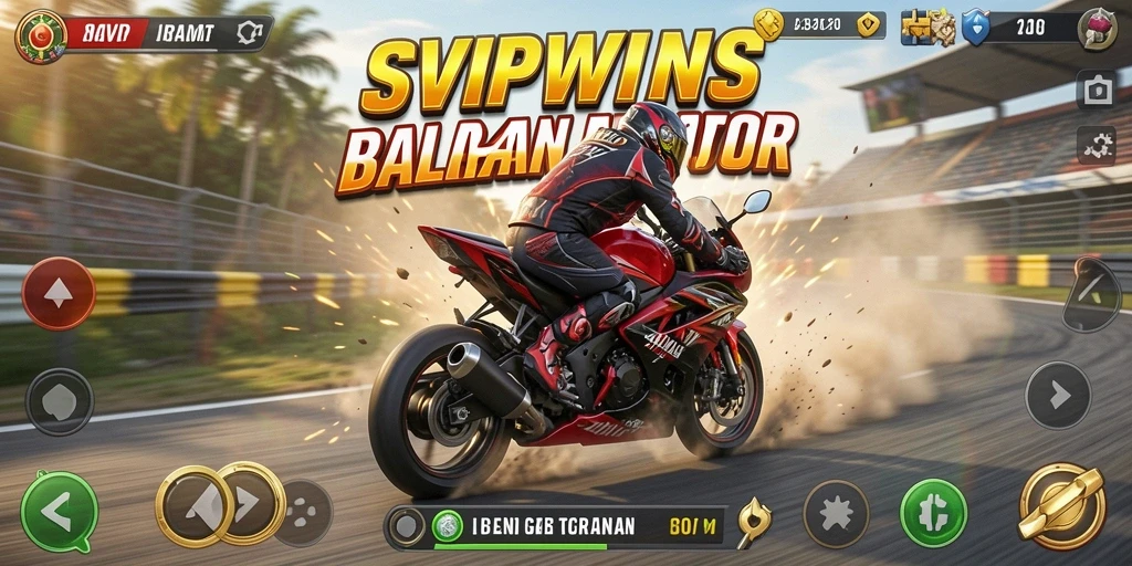 Gameplay mendebarkan di SVIPWINS dengan balapan motor yang menegangkan.