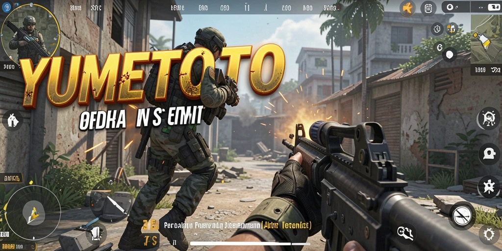 Screenshot YUMETOTO menampilkan aksi gameplay mendebarkan di medan perang FPS.